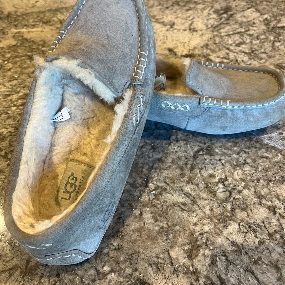 UGG Light Gray Suede Slippers